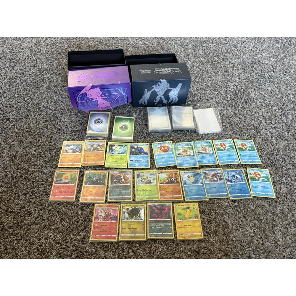 Pokemon Card Lot Reverse Holo Pikachu #28 Go + Lengendaries And Collectors Box